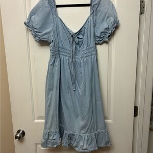 ADORA Light Blue Casual Dress with Puff Sleeves